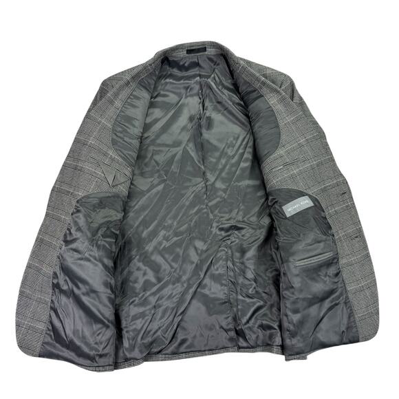 Michael Kors Mens Classic Fit Plaid Stretch Sport Coat Black White 42R - Picture 2 of 5